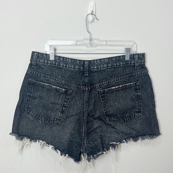 Zara Straight Cut Shorts Black Gray Denim Cutoff Buttonfly - Picture 4 of 7